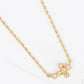 18K Gold Dipped CZ Sideways Dainty Cross Pendant Necklace
