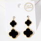 18K Gold Dipped CZ Stone Double Quatrefoil Drop Dangle Post Earrings