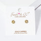 18K Gold Dipped CZ Stone Flower Post Stud Earrings