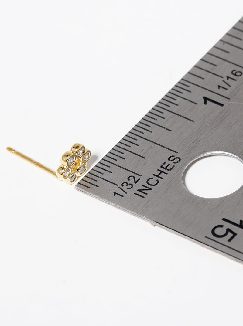 18K Gold Dipped CZ Stone Flower Post Stud Earrings