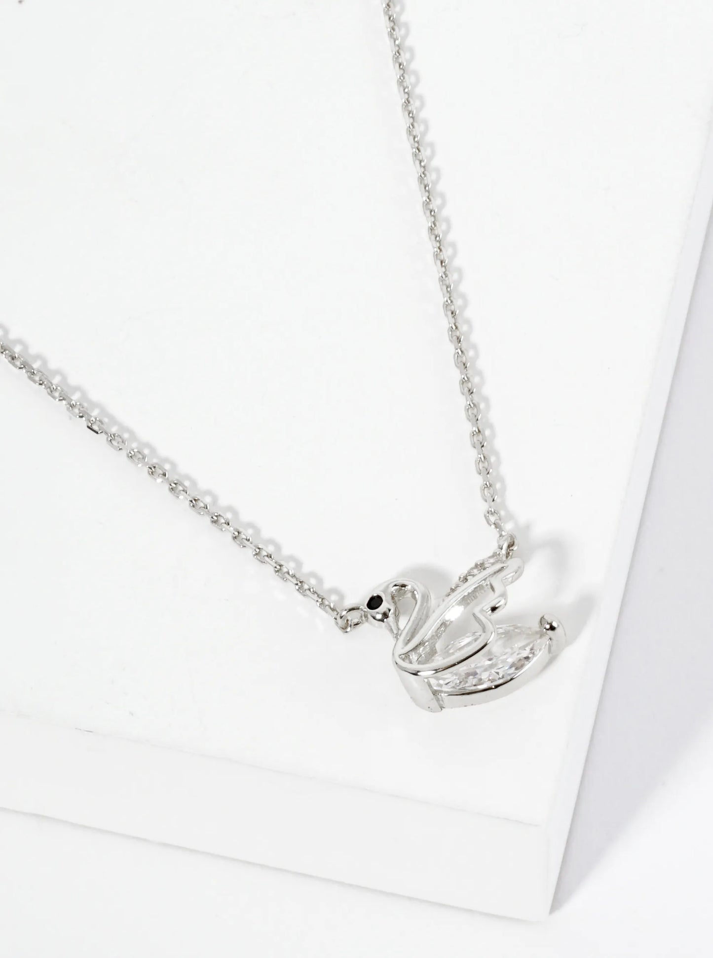 18K Gold Dipped CZ Swan Pendant Necklace