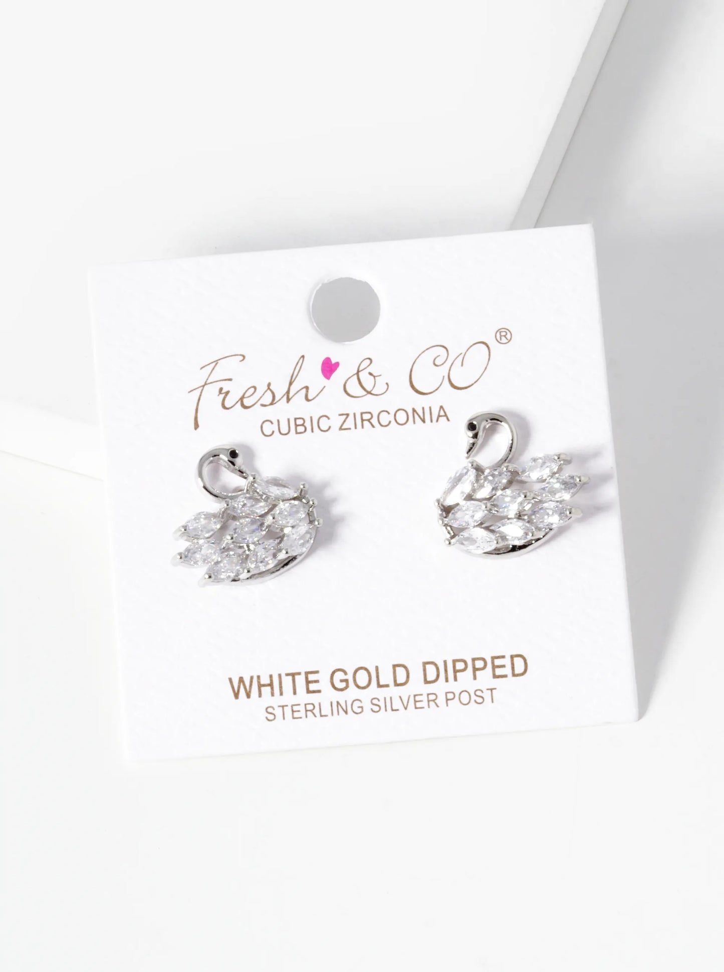 18K Gold Dipped CZ Swan Stud Earrings