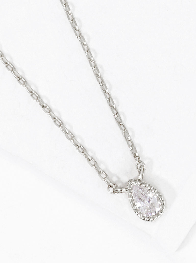 18K Gold Dipped CZ Teardrop Pendant Delicate Necklace