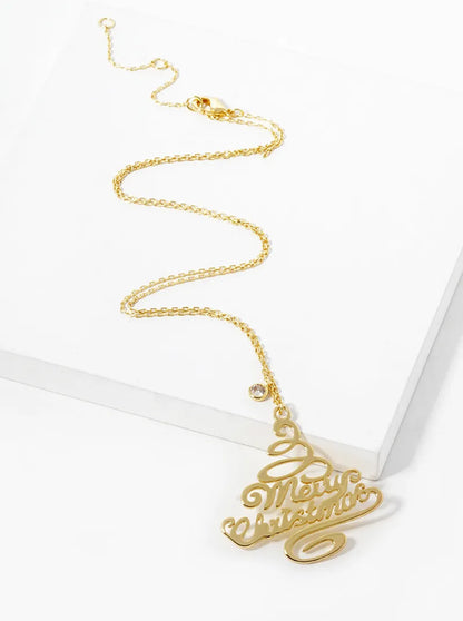 18K Gold Dipped Christmas Tree Pendant Necklace