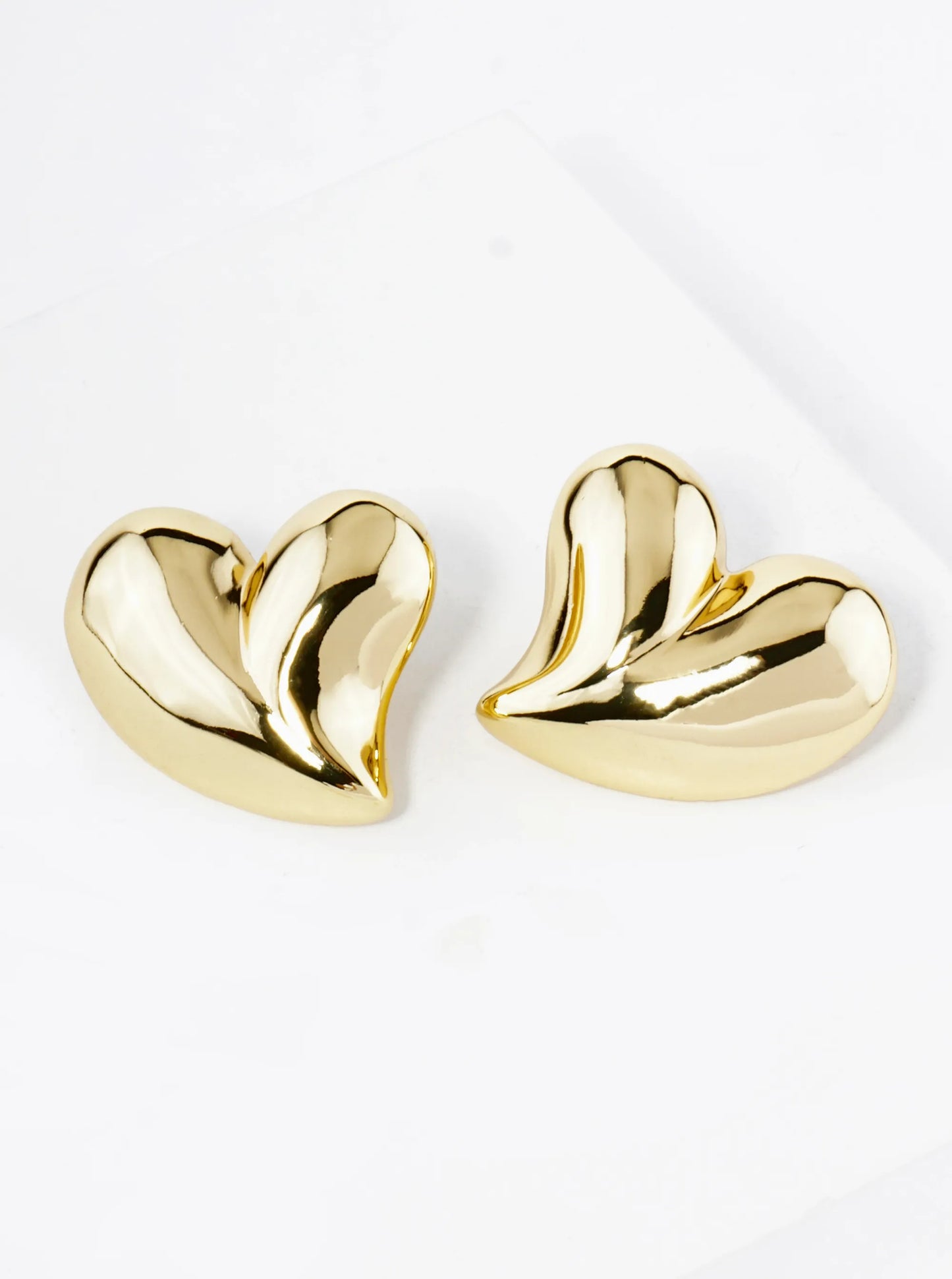 18K Gold Dipped Chunky Heart Stud Earrings