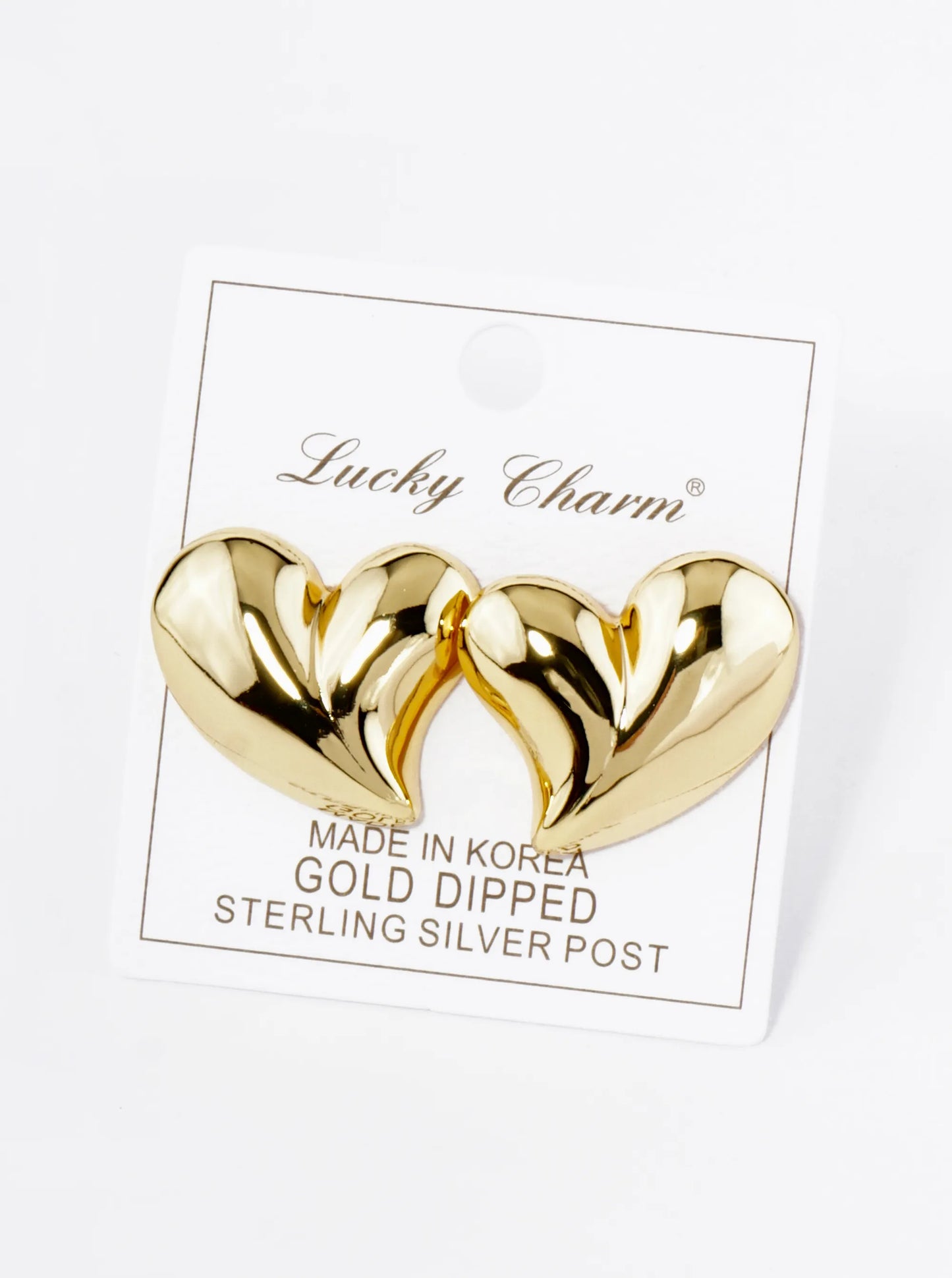18K Gold Dipped Chunky Heart Stud Earrings