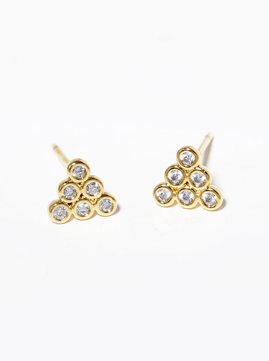 18K Gold Dipped Classic CZ Triangle Stud Earrings