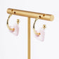 18K Gold Dipped Color Coated Heart Drop 15mm Hoop Earrings
