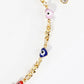18K Gold Dipped Colorful Heart Evil Eye Charms Brass Chain Anklet