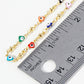 18K Gold Dipped Colorful Heart Evil Eye Charms Brass Chain Anklet