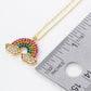 18K Gold Dipped Colorful Pave Set Cubic Zirconia Rainbow Pendant Necklace