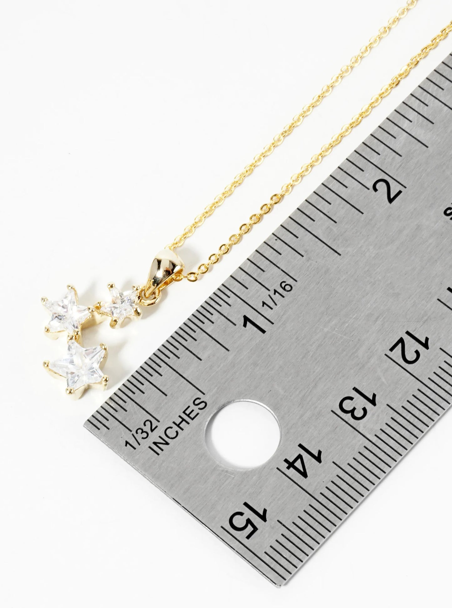 18K Gold Dipped Constellation Three CZ Stone Pendant Necklace
