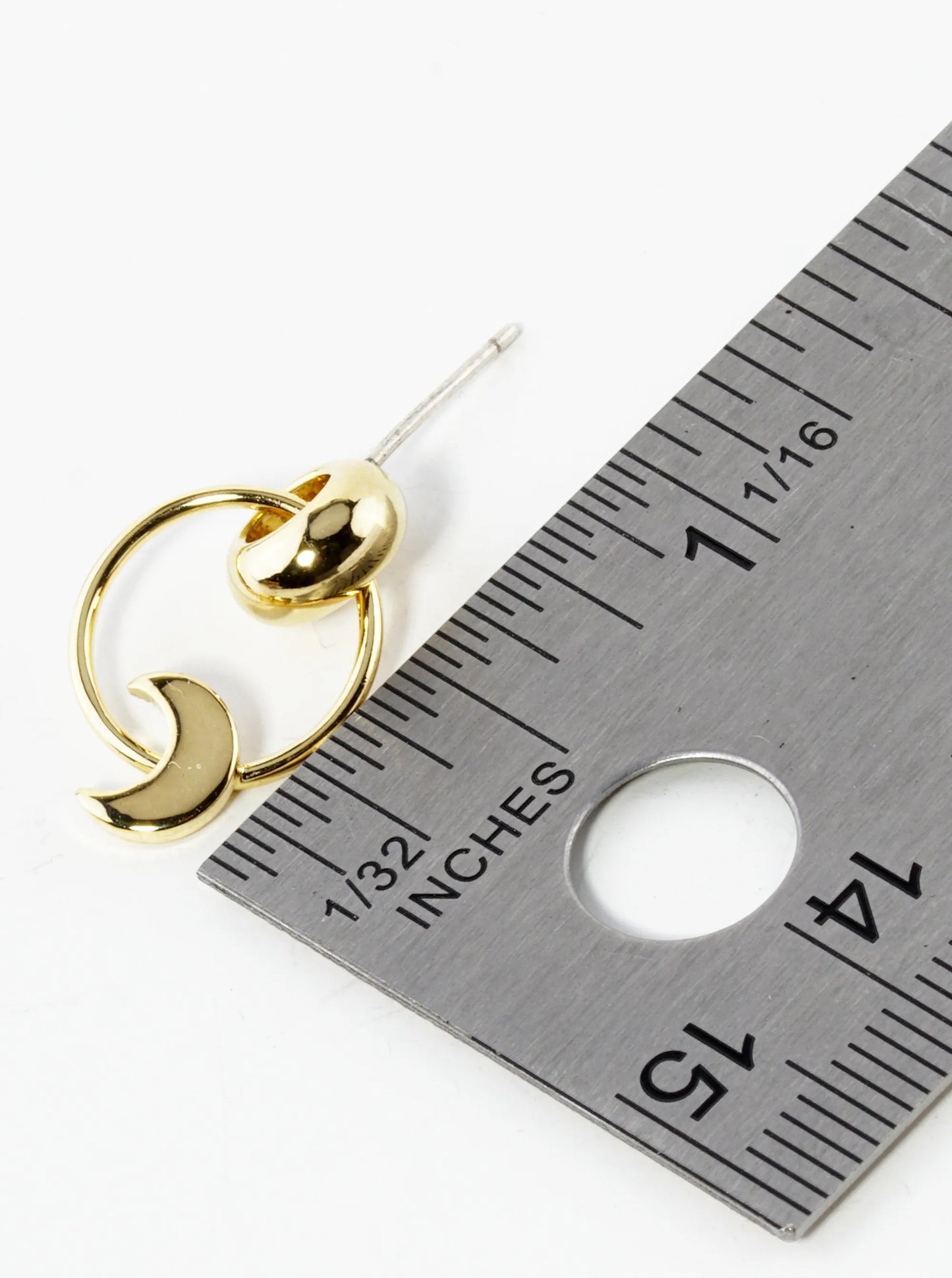18K Gold Dipped Crescent Moon Drop Door Knocker Post Earrings