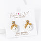 18K Gold Dipped Cubic Zirconia 10mm Pearl Dangle Post Earrings