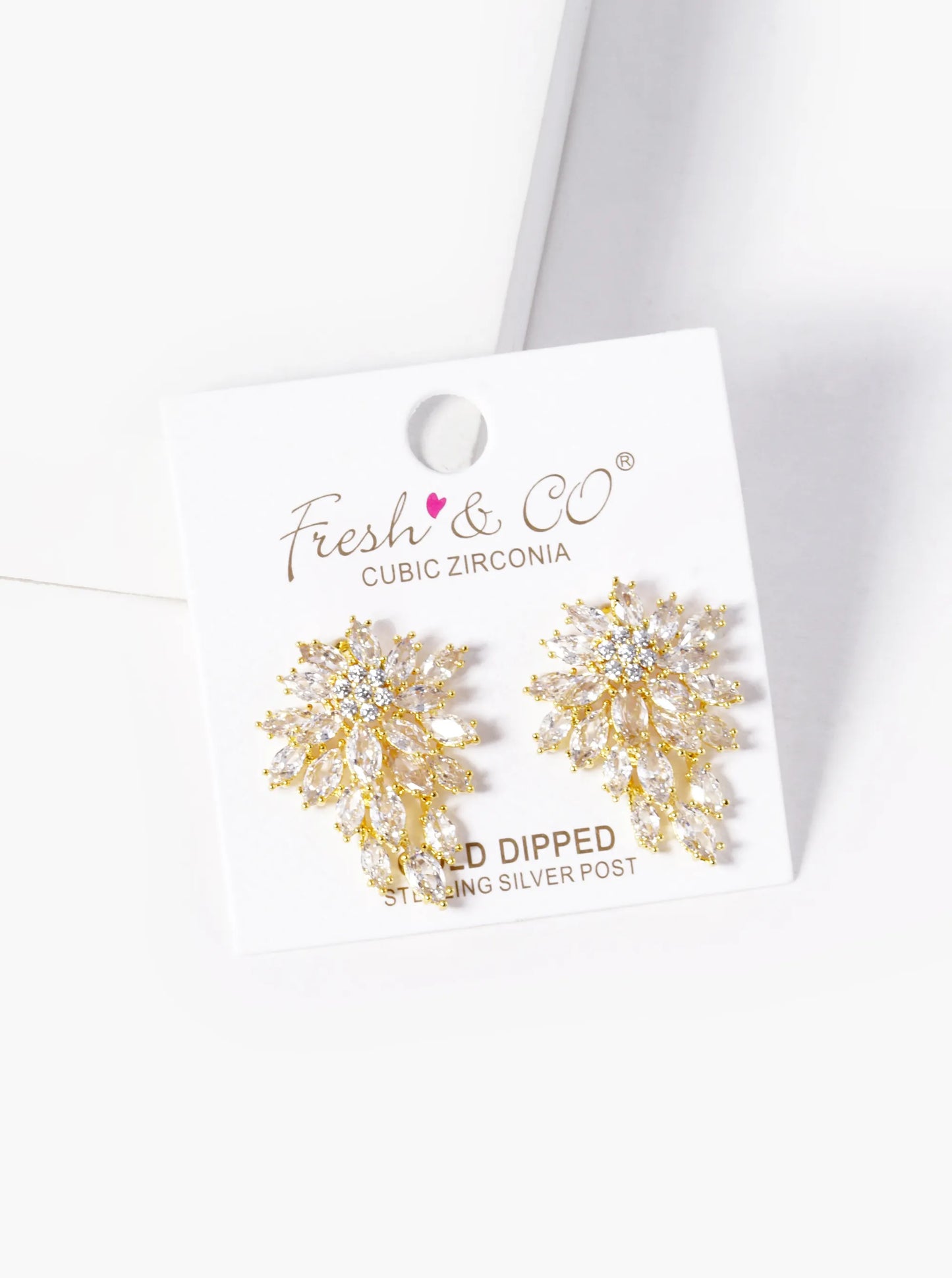 18K Gold Dipped Cubic Zirconia Cluster Stud Earrings