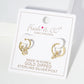 18K Gold Dipped Cubic Zirconia Flower Drop 12mm Huggie Hoop Earrings