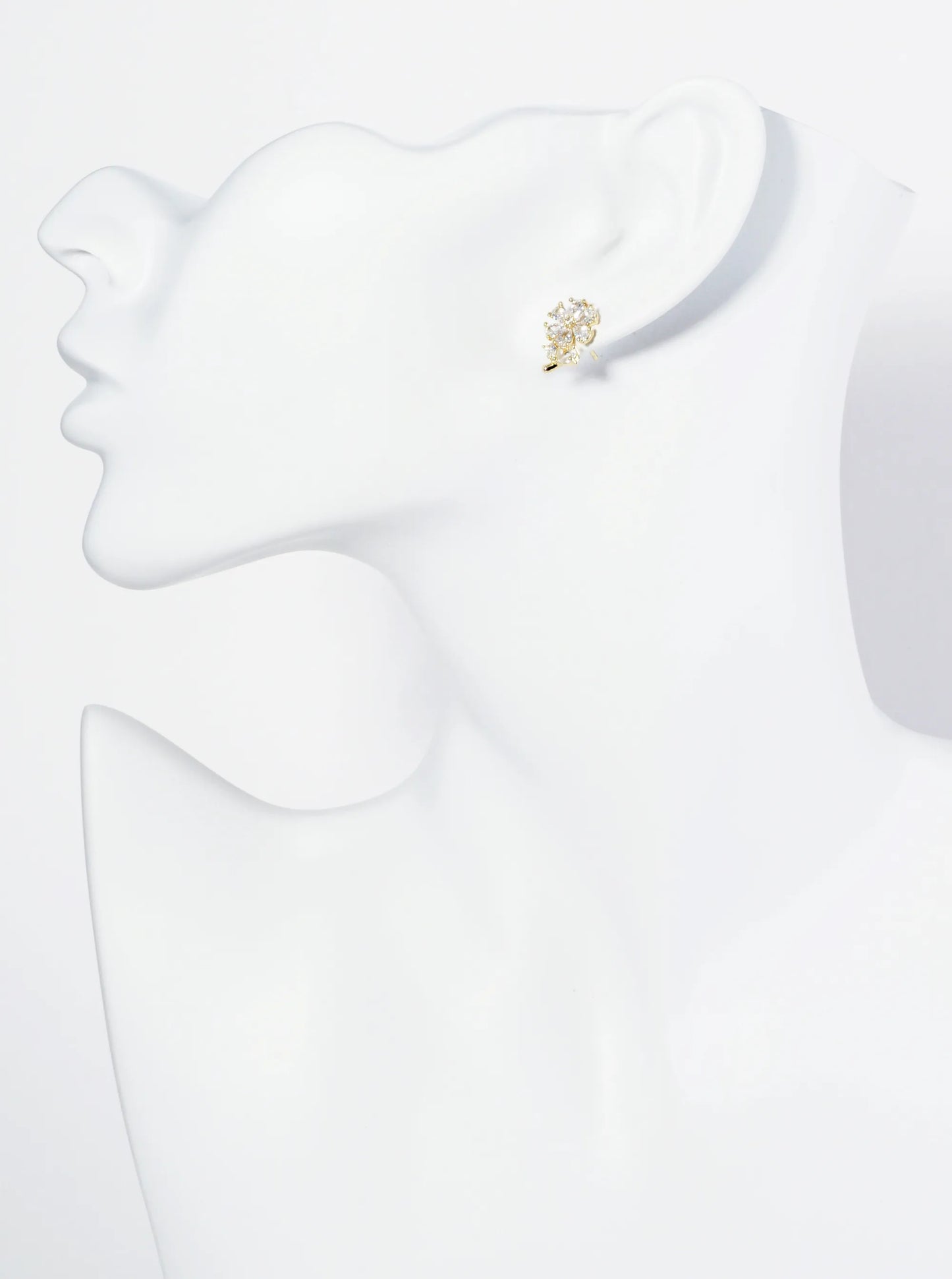 18K Gold Dipped Cubic Zirconia Flower Stud Earrings