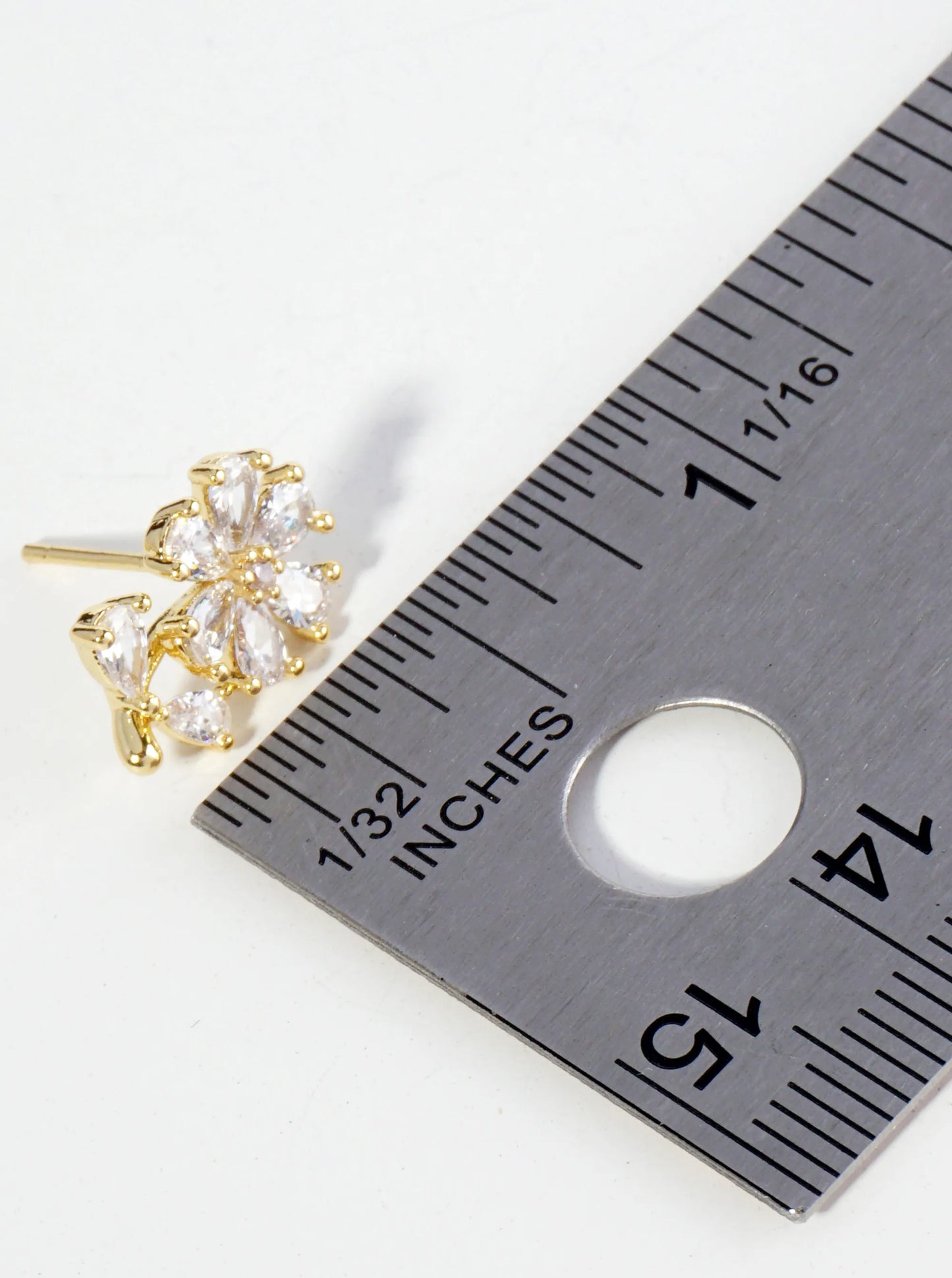 18K Gold Dipped Cubic Zirconia Flower Stud Earrings