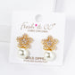 18K Gold Dipped Cubic Zirconia Flower With 10mm Pearl Stud Earrings