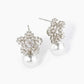 18K Gold Dipped Cubic Zirconia Flower With 10mm Pearl Stud Earrings