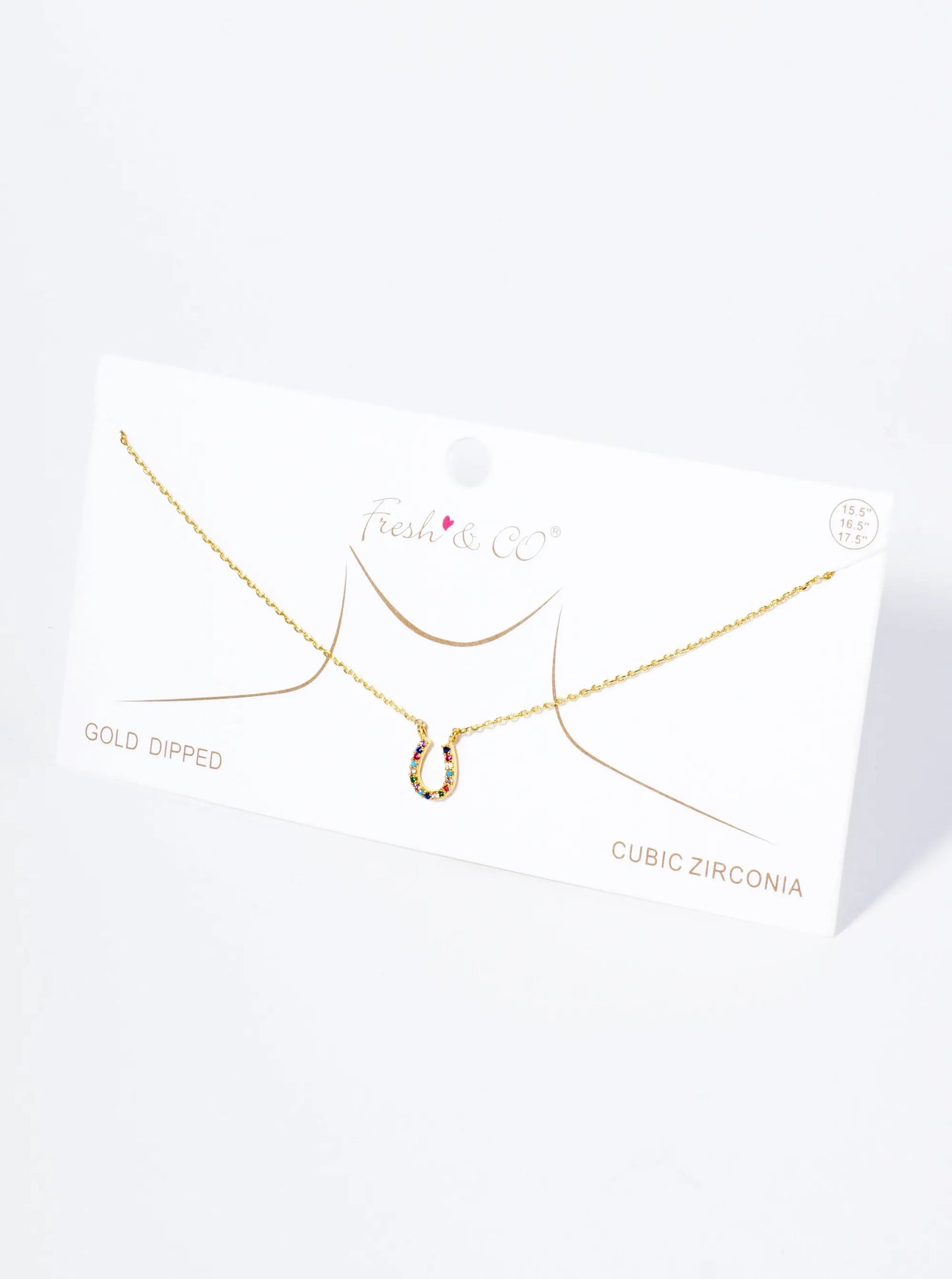 18K Gold Dipped Cubic Zirconia Horseshoe Pendant Necklace