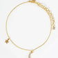 18K Gold Dipped Cubic Zirconia Pave Crescent Moon And Star Brass Chain Anklet