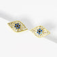 18K Gold Dipped Cubic Zirconia Pave Evil Eye Stud Earrings