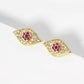 18K Gold Dipped Cubic Zirconia Pave Evil Eye Stud Earrings