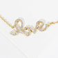 18K Gold Dipped Cubic Zirconia Pave Handwriting Love Brass Chain Anklet