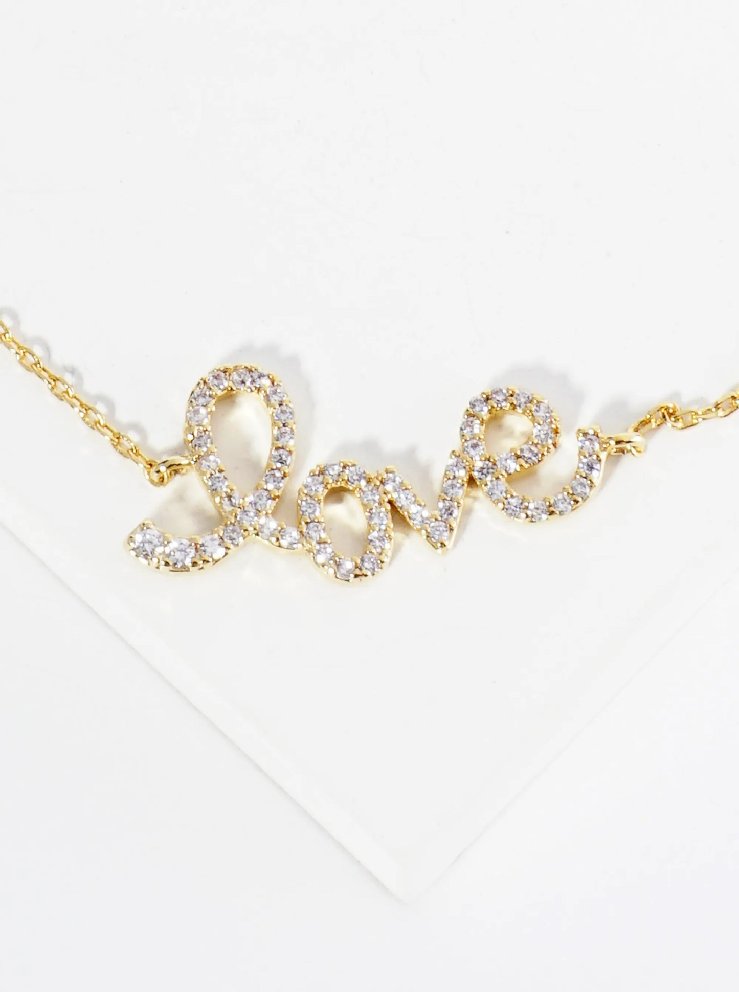 18K Gold Dipped Cubic Zirconia Pave Handwriting Love Brass Chain Anklet