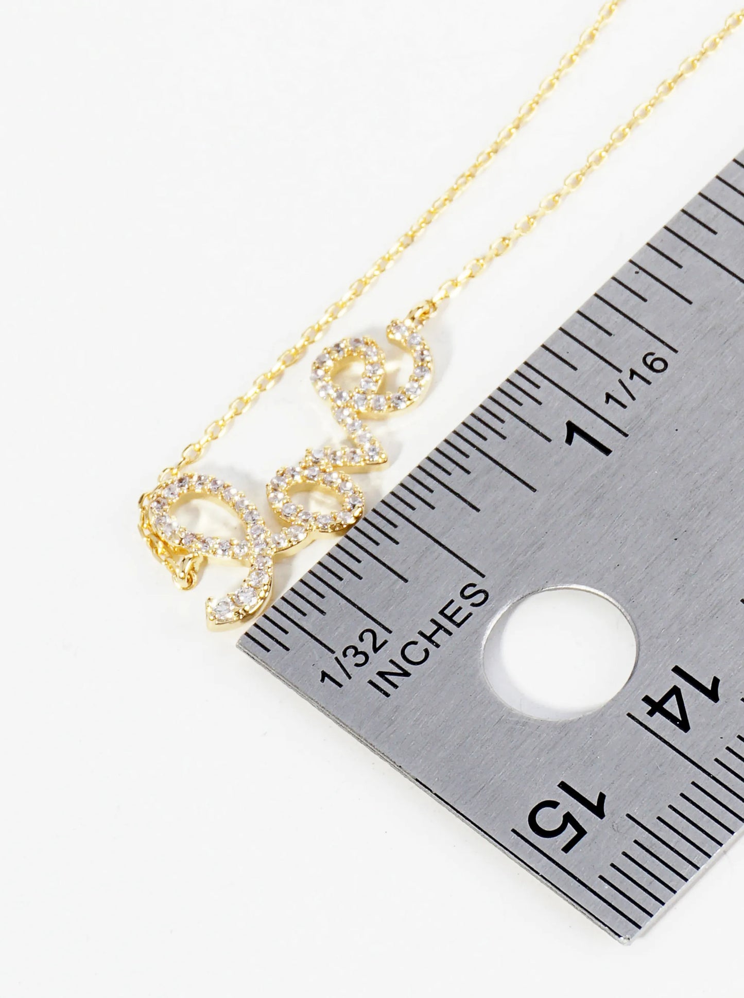 18K Gold Dipped Cubic Zirconia Pave Handwriting Love Brass Chain Anklet