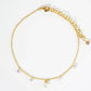 18K Gold Dipped Cubic Zirconia Pearl Bead Charm Brass Chain Anklet