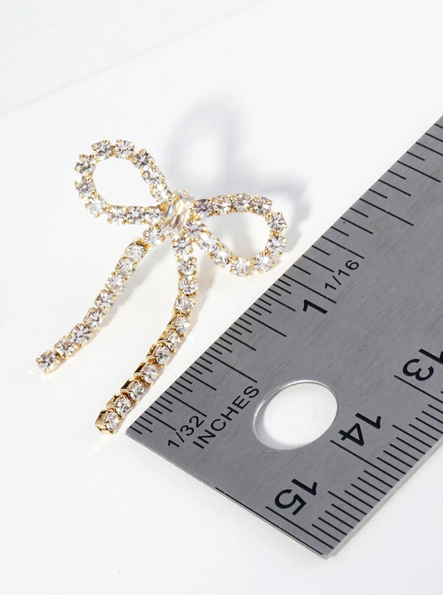 18K Gold Dipped Cubic Zirconia Ribbon Bow Drop Post Earrings