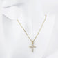 18K Gold Dipped Cubic Zirconia Stone Cross Pendant Necklace