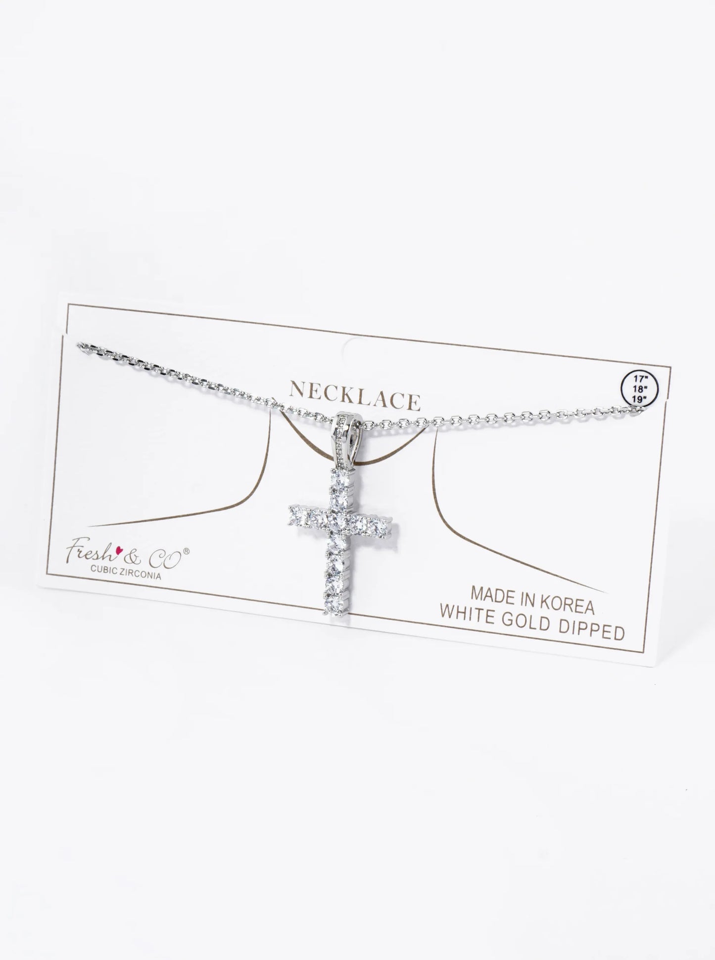 18K Gold Dipped Cubic Zirconia Stone Cross Pendant Necklace