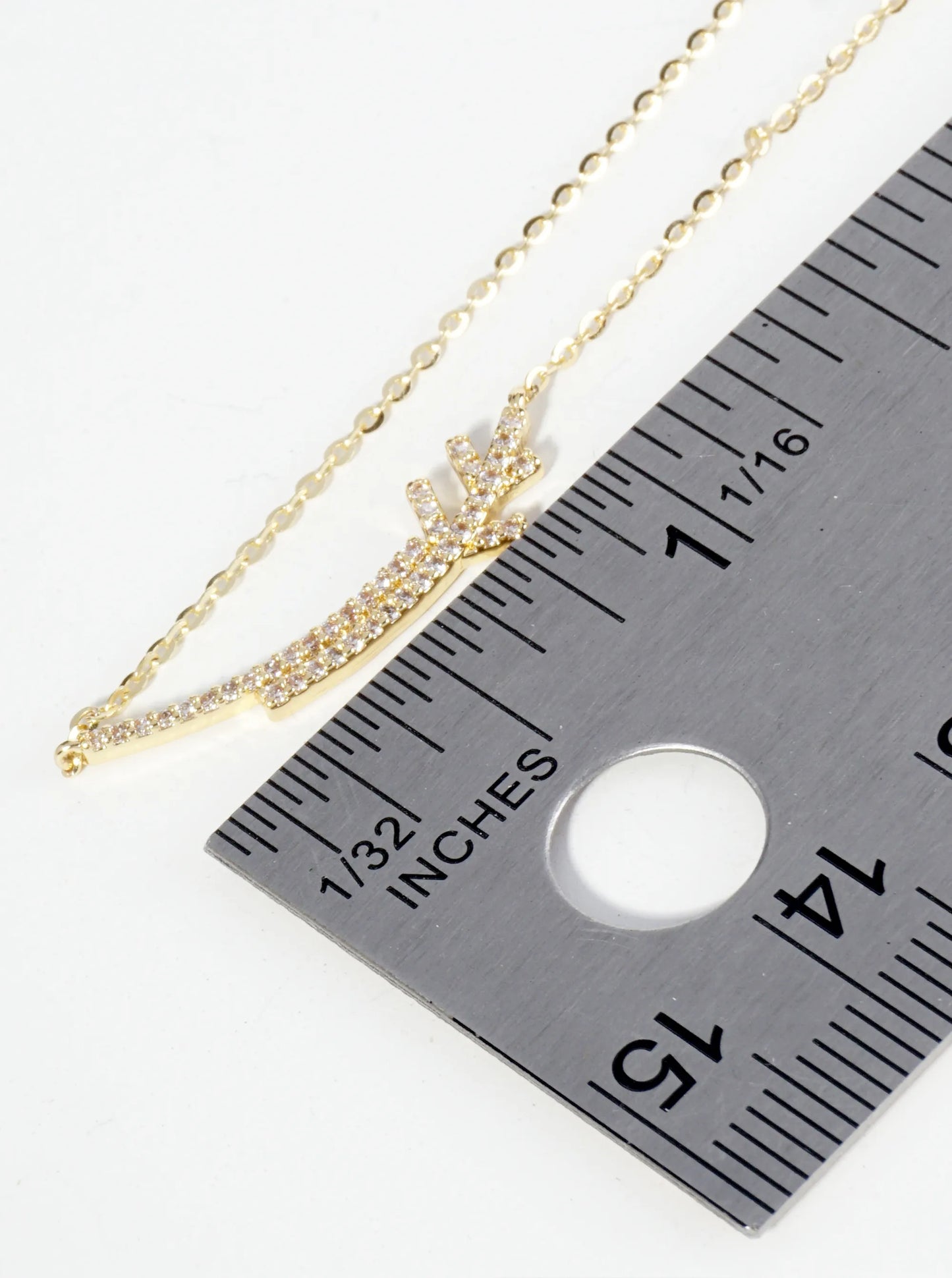 18K Gold Dipped Curved Layered Two Bars Pendant Cubic Zirconia Necklace