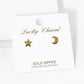 18K Gold Dipped Dainty 7mm Star And Moon Asymmetric Brass Stud Earrings