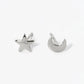 18K Gold Dipped Dainty 7mm Star And Moon Asymmetric Brass Stud Earrings