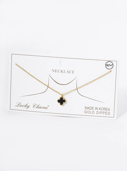 18K Gold Dipped Dainty 9mm Quatrefoil Pendant Necklace