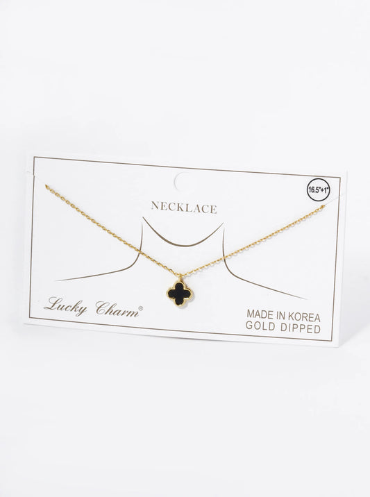 18K Gold Dipped Dainty 9mm Quatrefoil Pendant Necklace