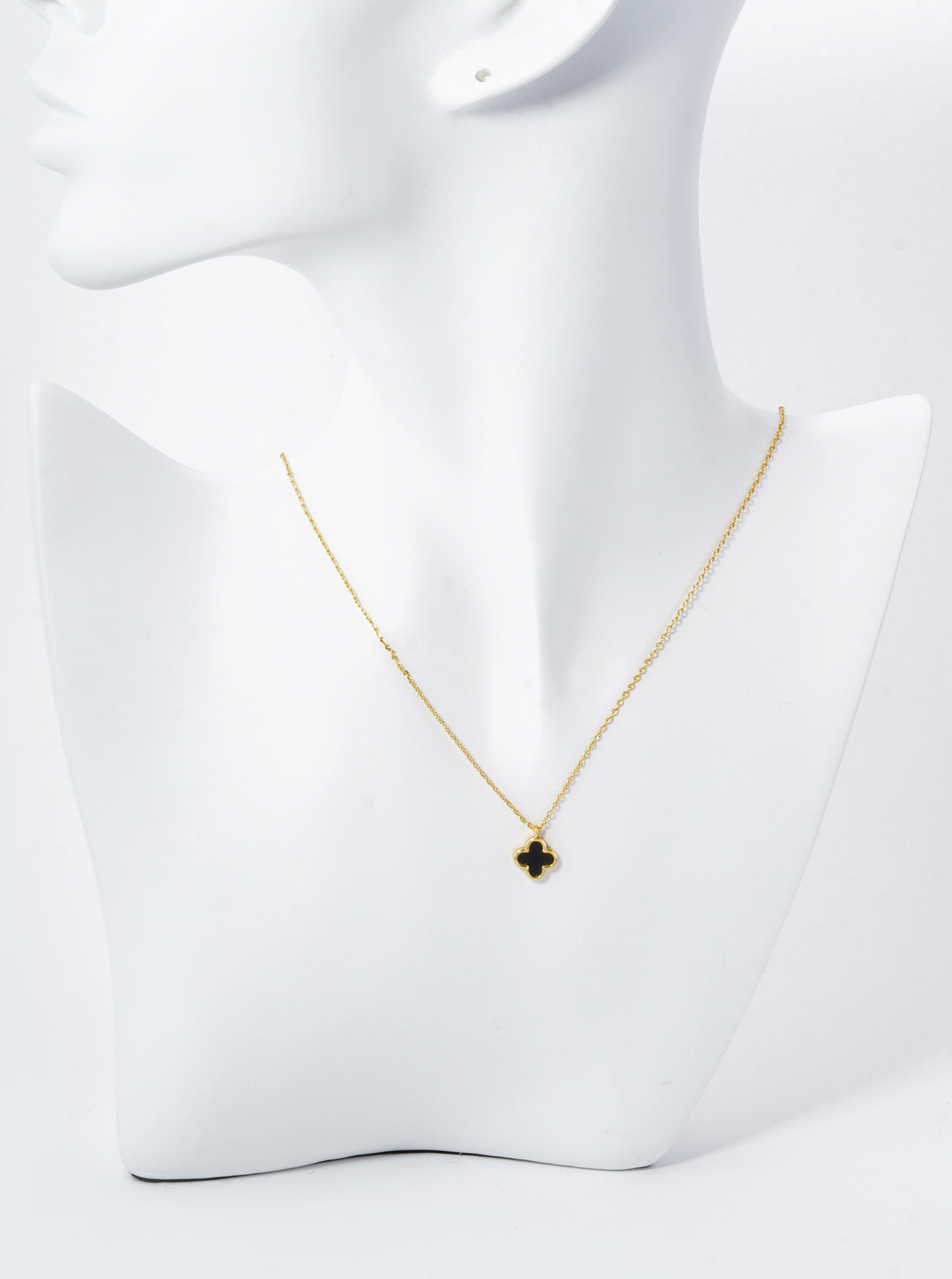 18K Gold Dipped Dainty 9mm Quatrefoil Pendant Necklace