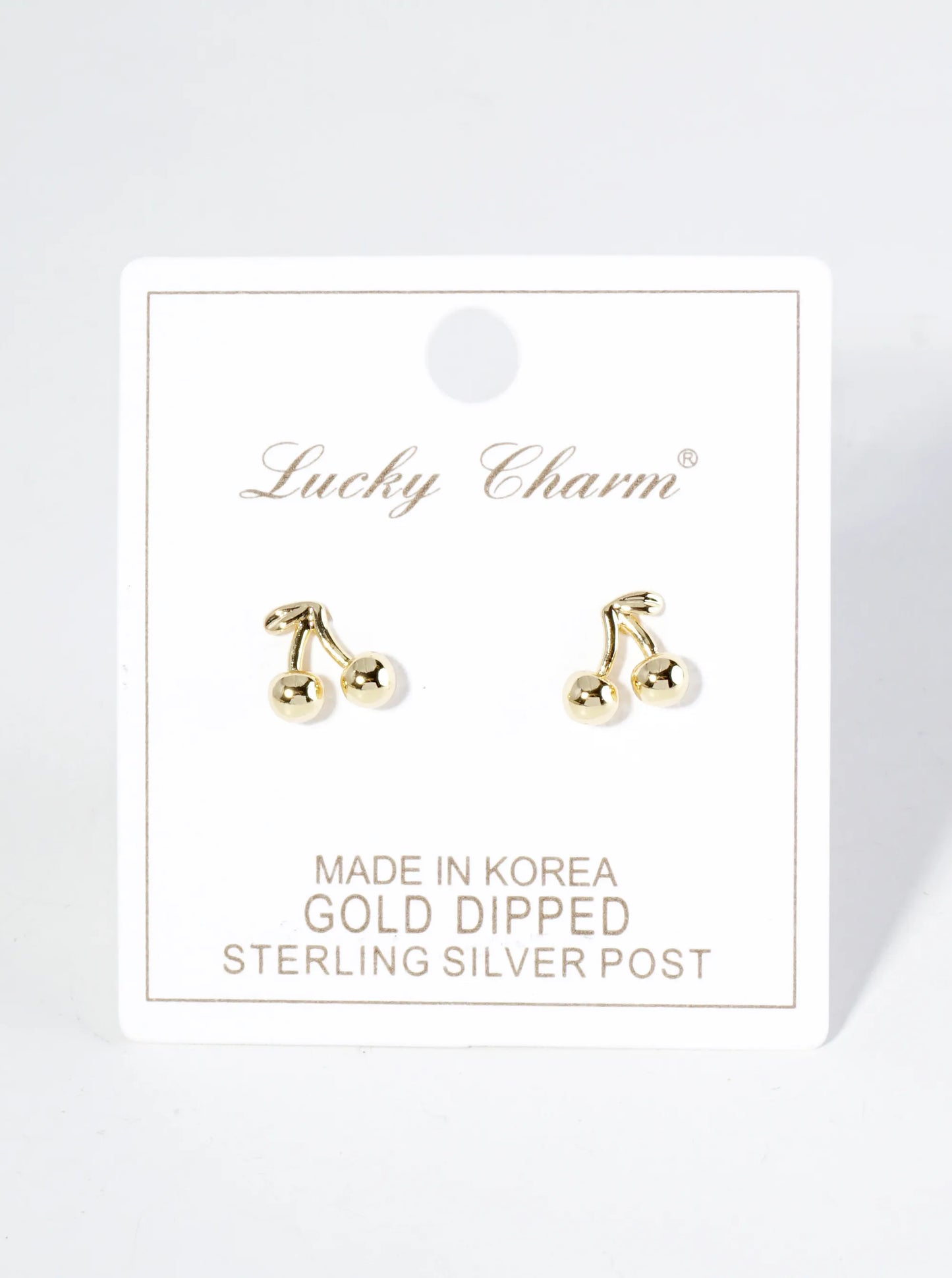 18K Gold Dipped Dainty Brass Cherry Stud Earrings