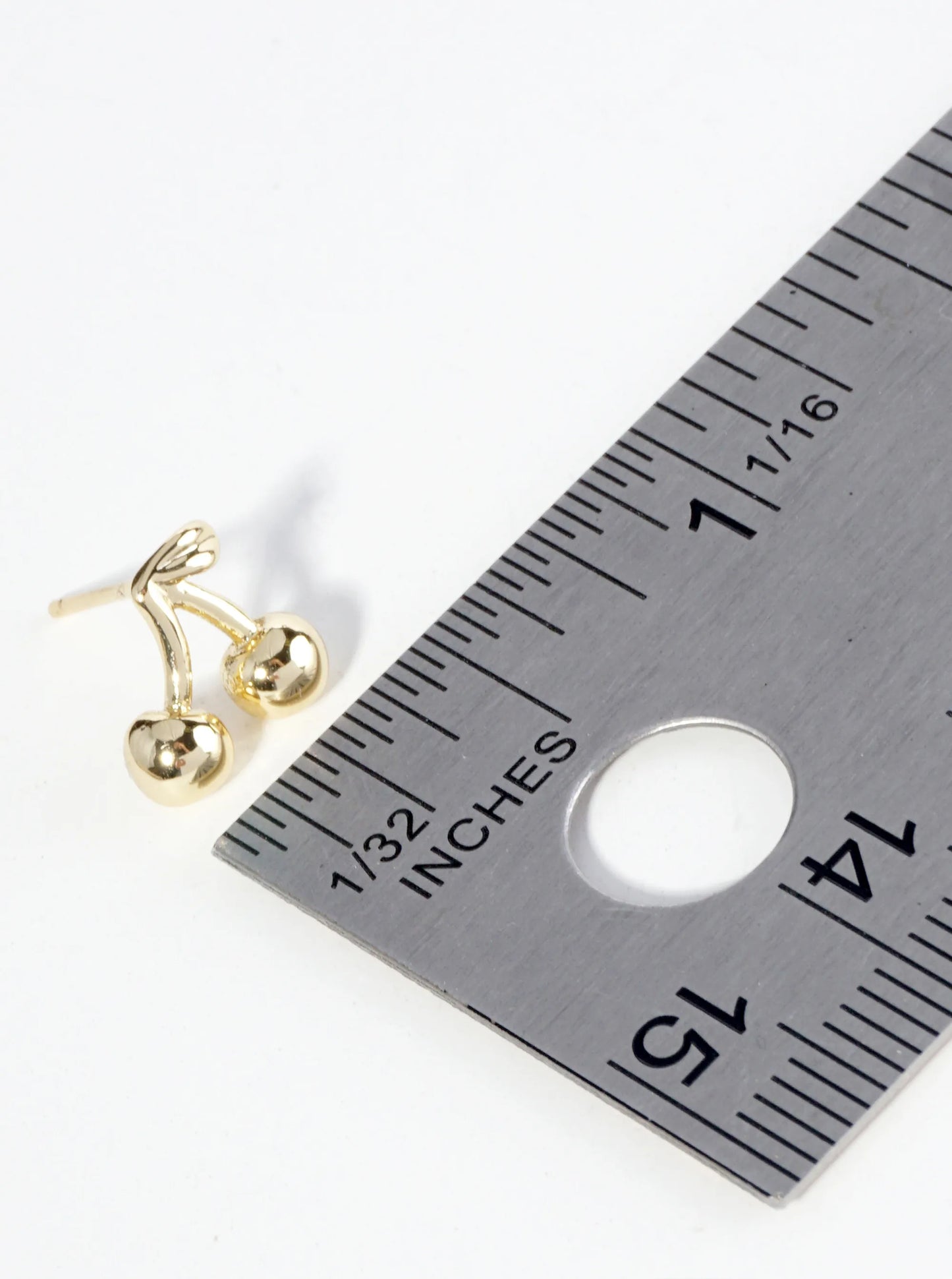 18K Gold Dipped Dainty Brass Cherry Stud Earrings