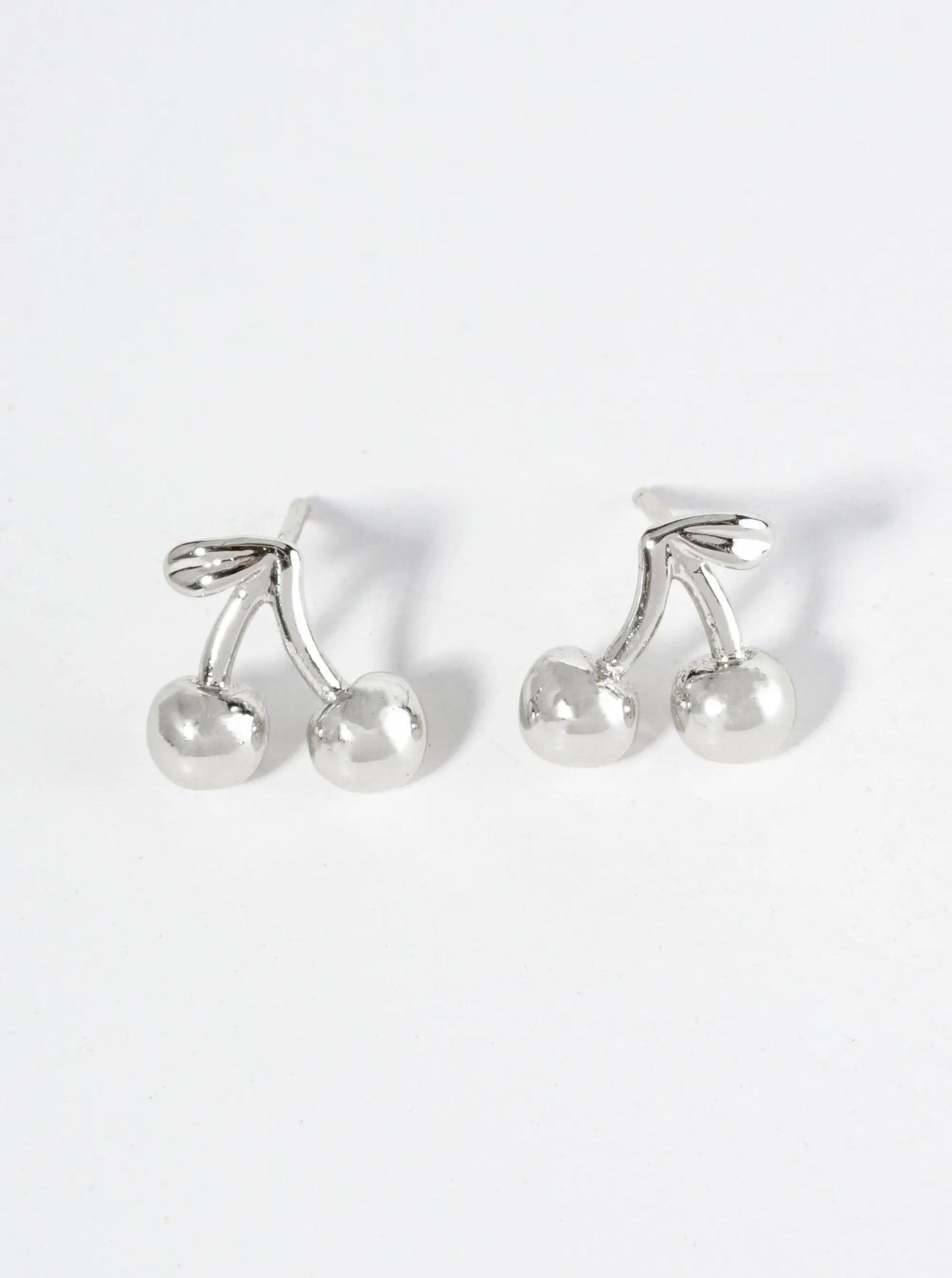 18K Gold Dipped Dainty Brass Cherry Stud Earrings