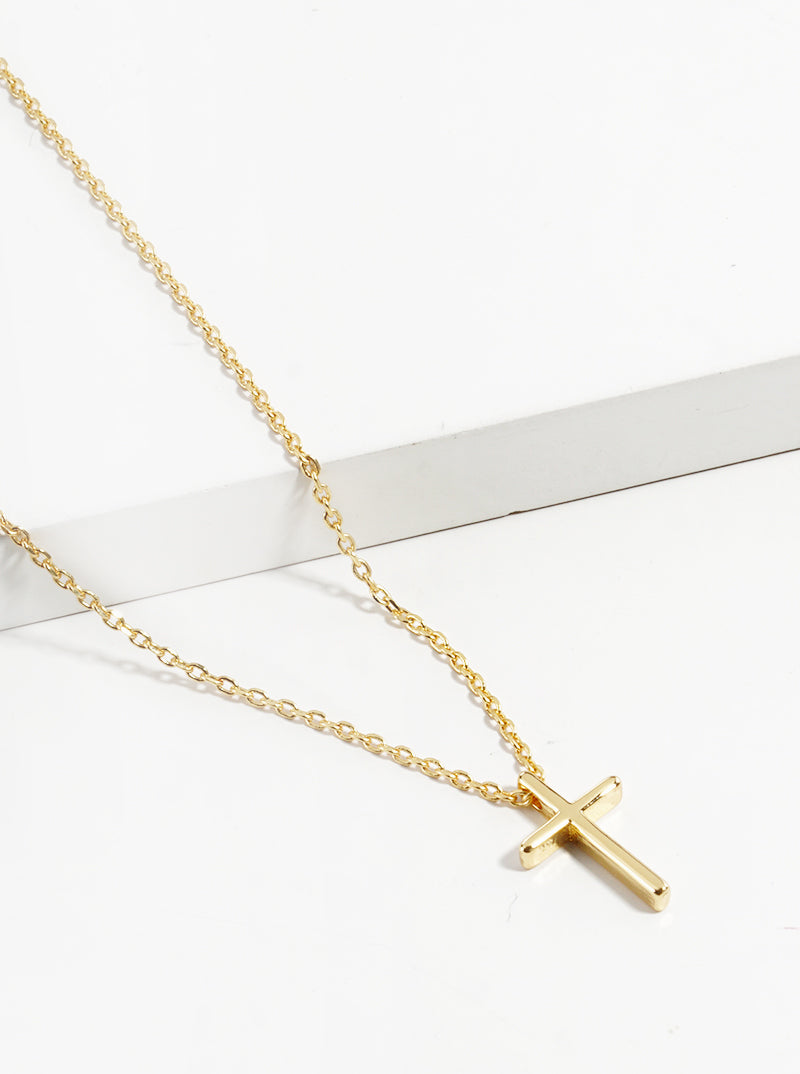 18K Gold Dipped Dainty Cross Pendant Necklace