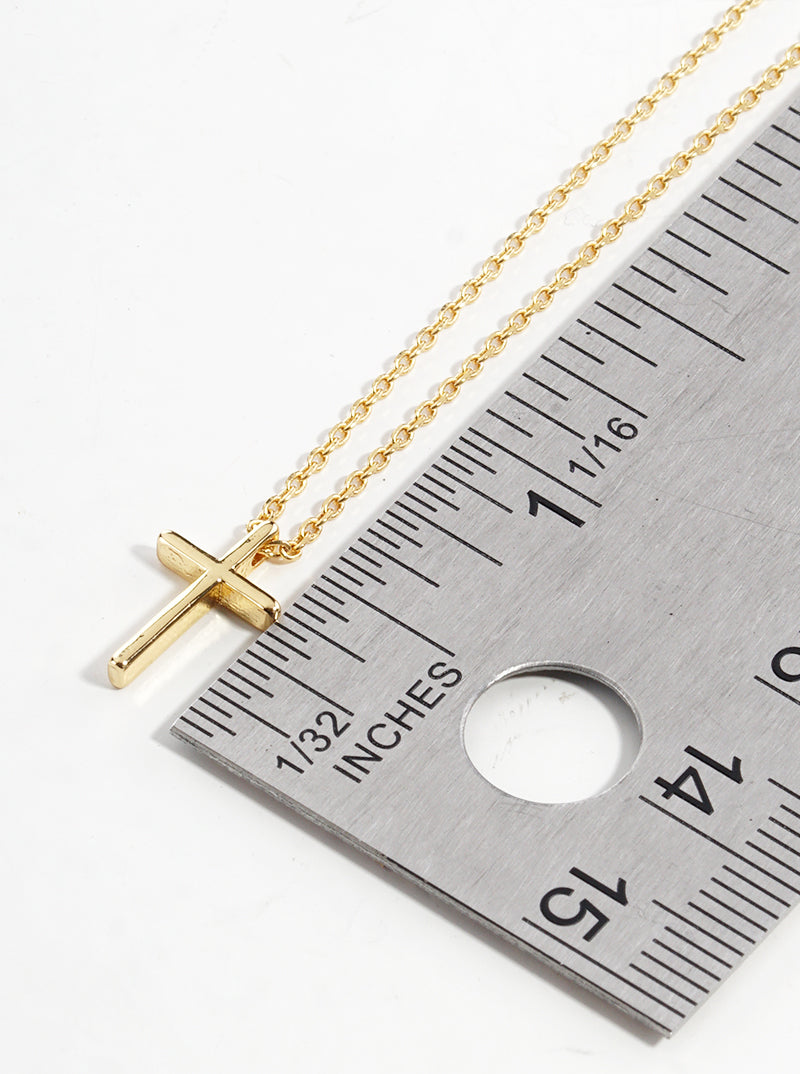 18K Gold Dipped Dainty Cross Pendant Necklace