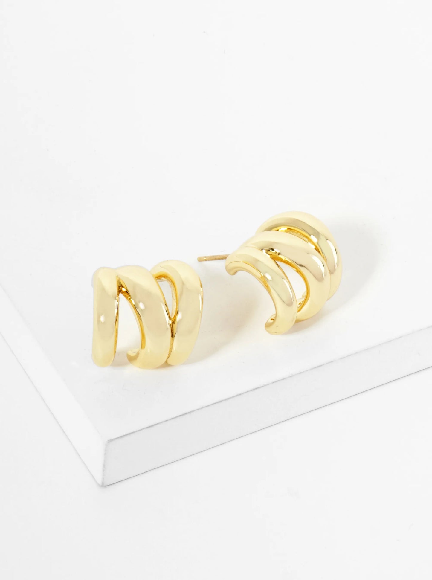 18K Gold Dipped Dainty Spiral 13mm Mini Hoop Earrings