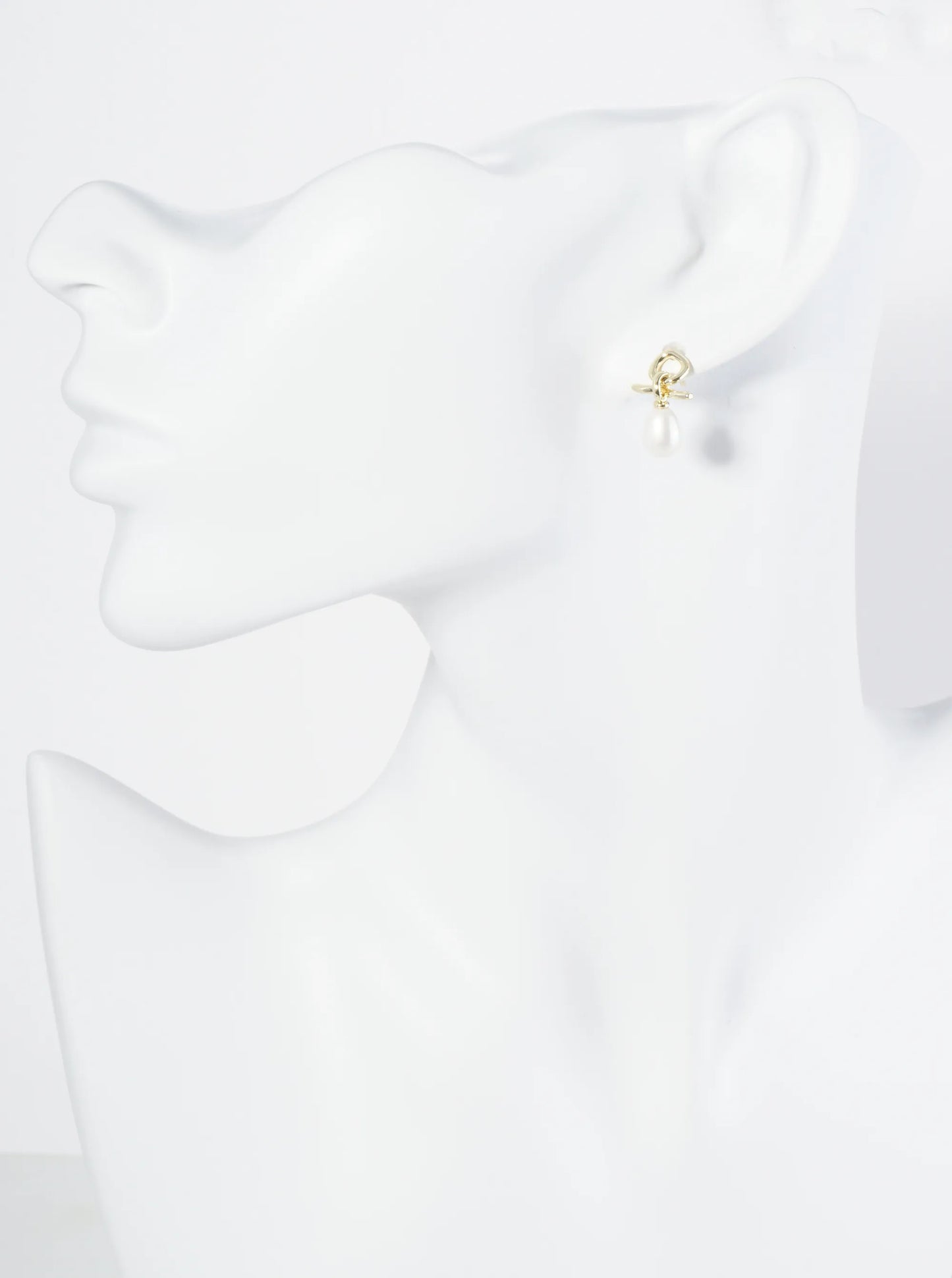 18K Gold Dipped Dainty Teardrop Pearl Drop Post Earrings