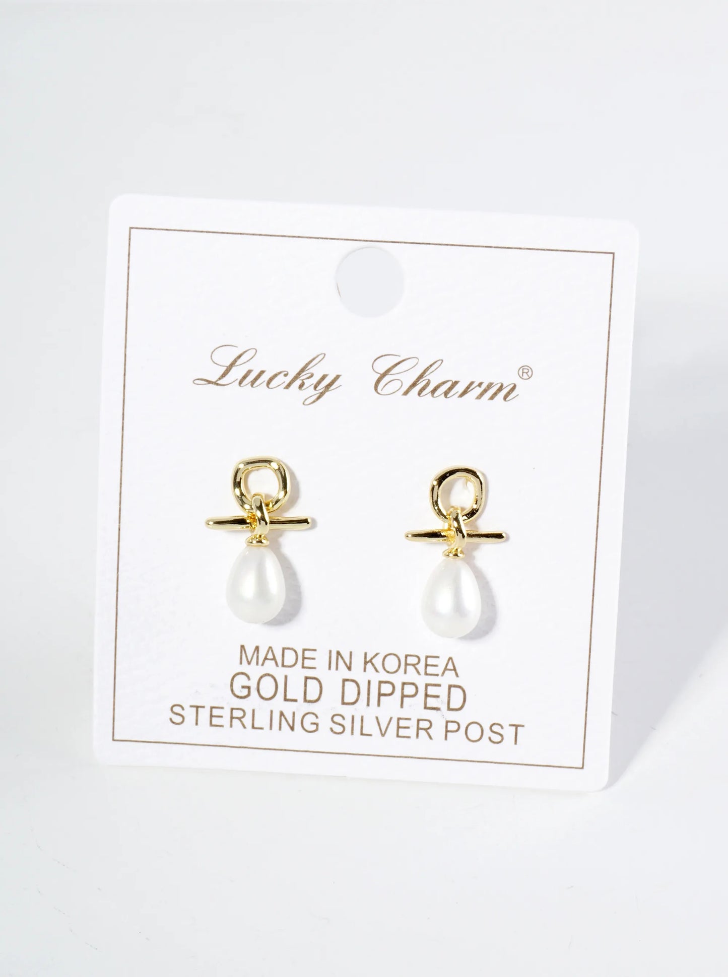 18K Gold Dipped Dainty Teardrop Pearl Drop Post Earrings