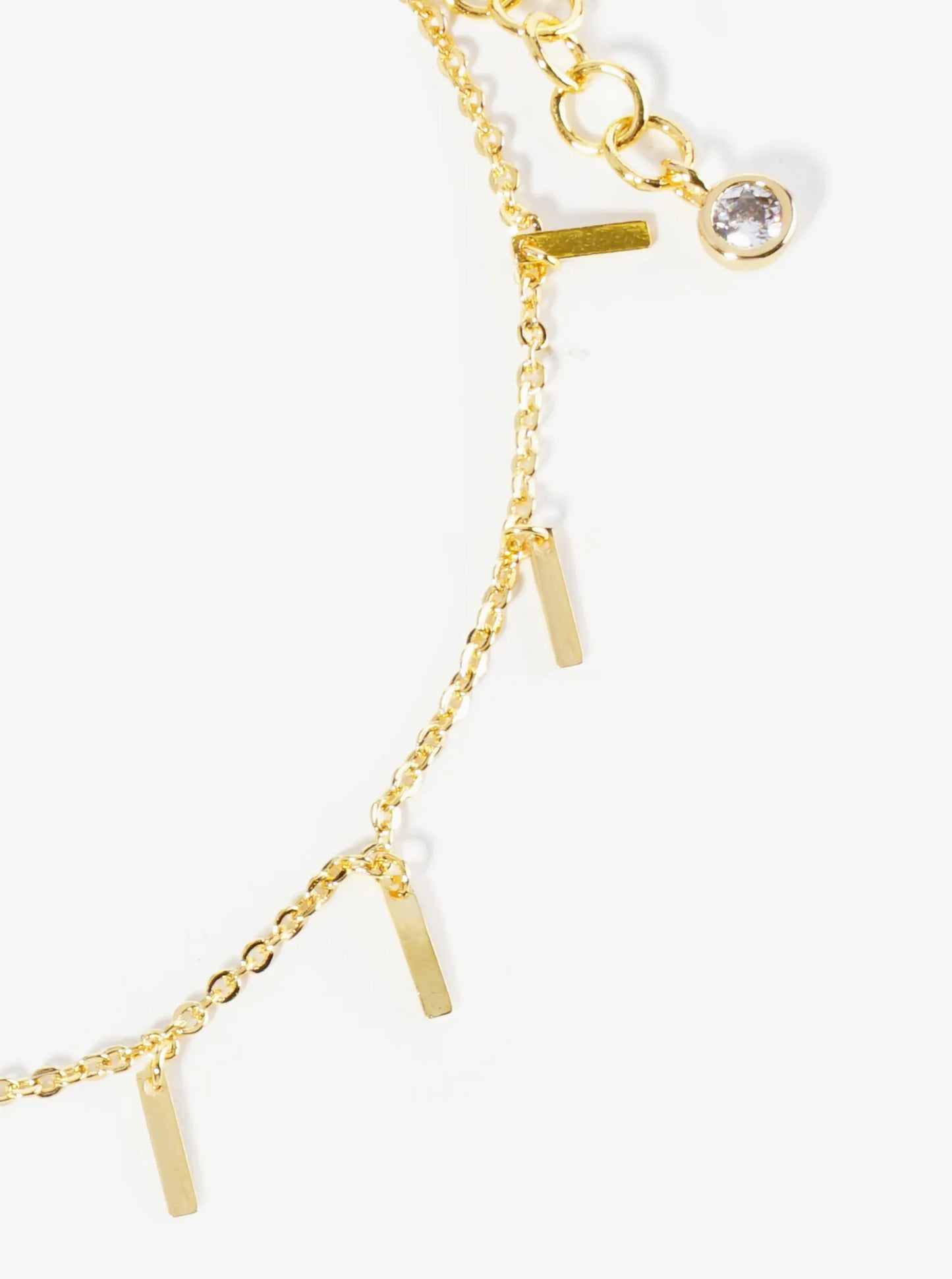 18K Gold Dipped Delicate Bar Charm Brass Chain Anklet